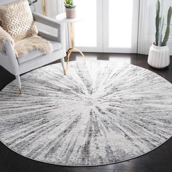 SAFAVIEH Amelia Caelie Abstract Area Rug, Gray/Gold, 6'7" x 6'7" Round