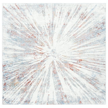 SAFAVIEH Amelia Caelie Abstract Area Rug, Grey/Rust, 6'7" x 6'7" Square