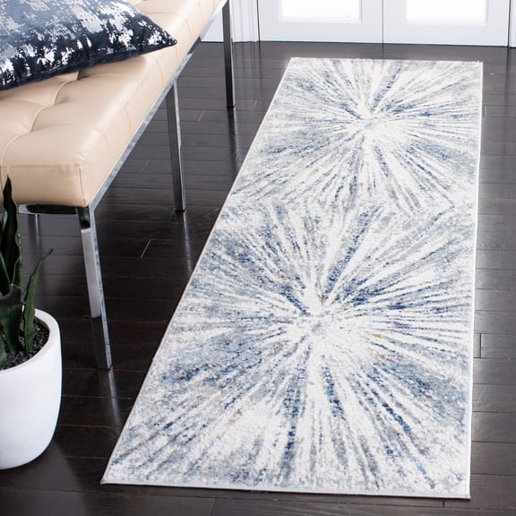 SAFAVIEH Amelia Caelie Abstract Runner Rug, Gray/Blue, 2'3" x 8'