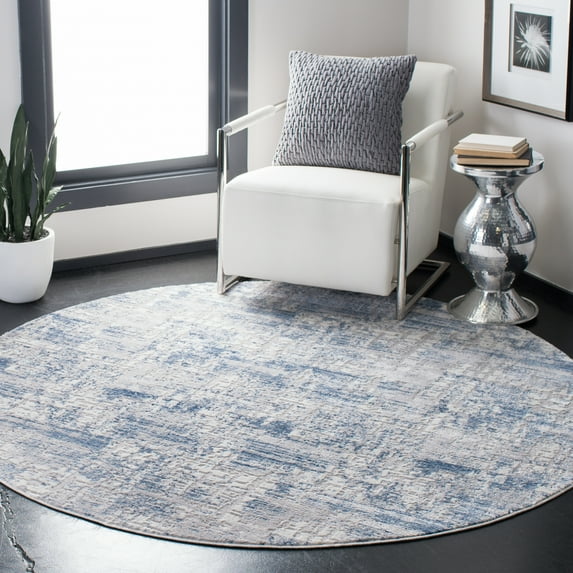 SAFAVIEH Amelia Carrie Abstract Area Rug, Blue/Gray, 6'7" x 6'7" Round