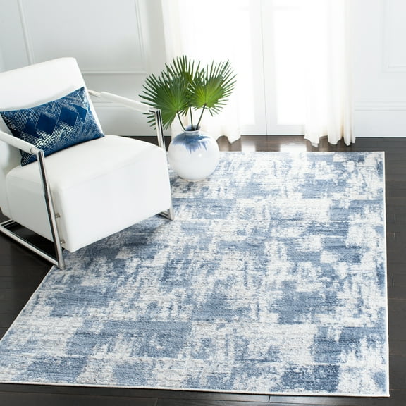 SAFAVIEH Amelia Carrie Abstract Area Rug, Ivory/Blue, 5'3" x 7'6"