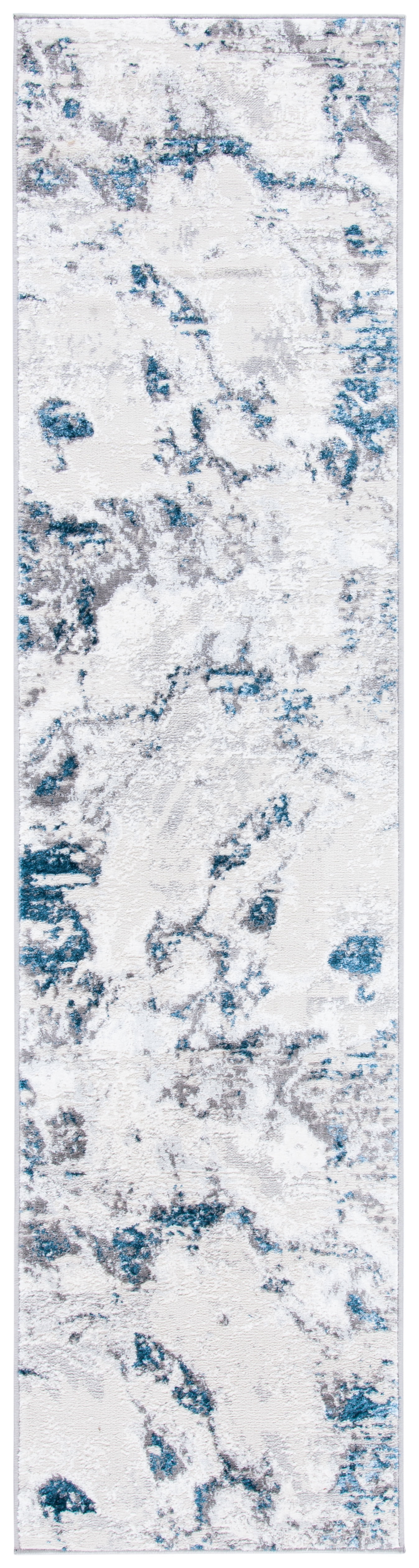 Amelia Blue and Gray Abstract Hand-knotted Runner Rug