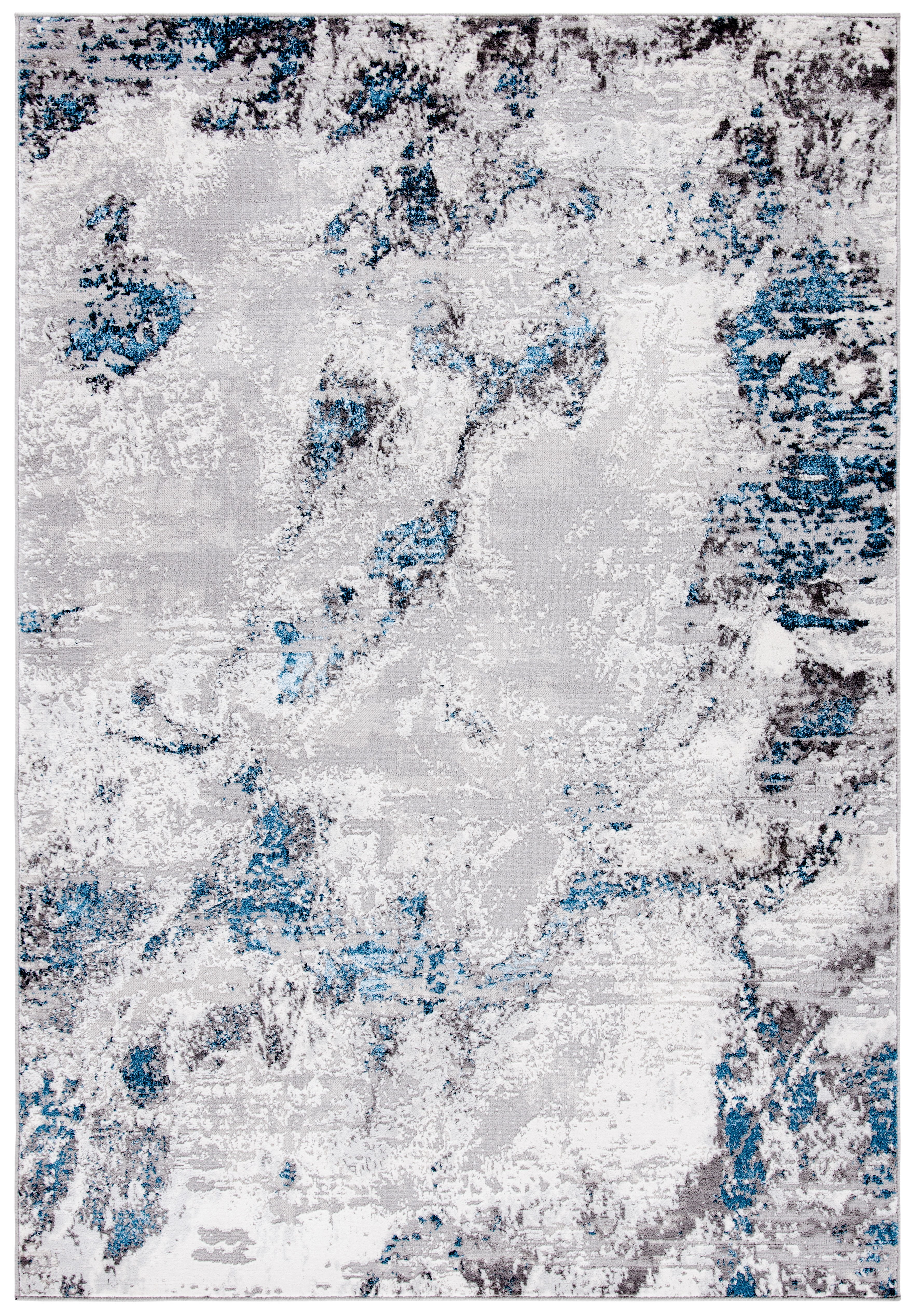 Hand-Knotted Dreamy Grey/Blue Abstract Round Rug