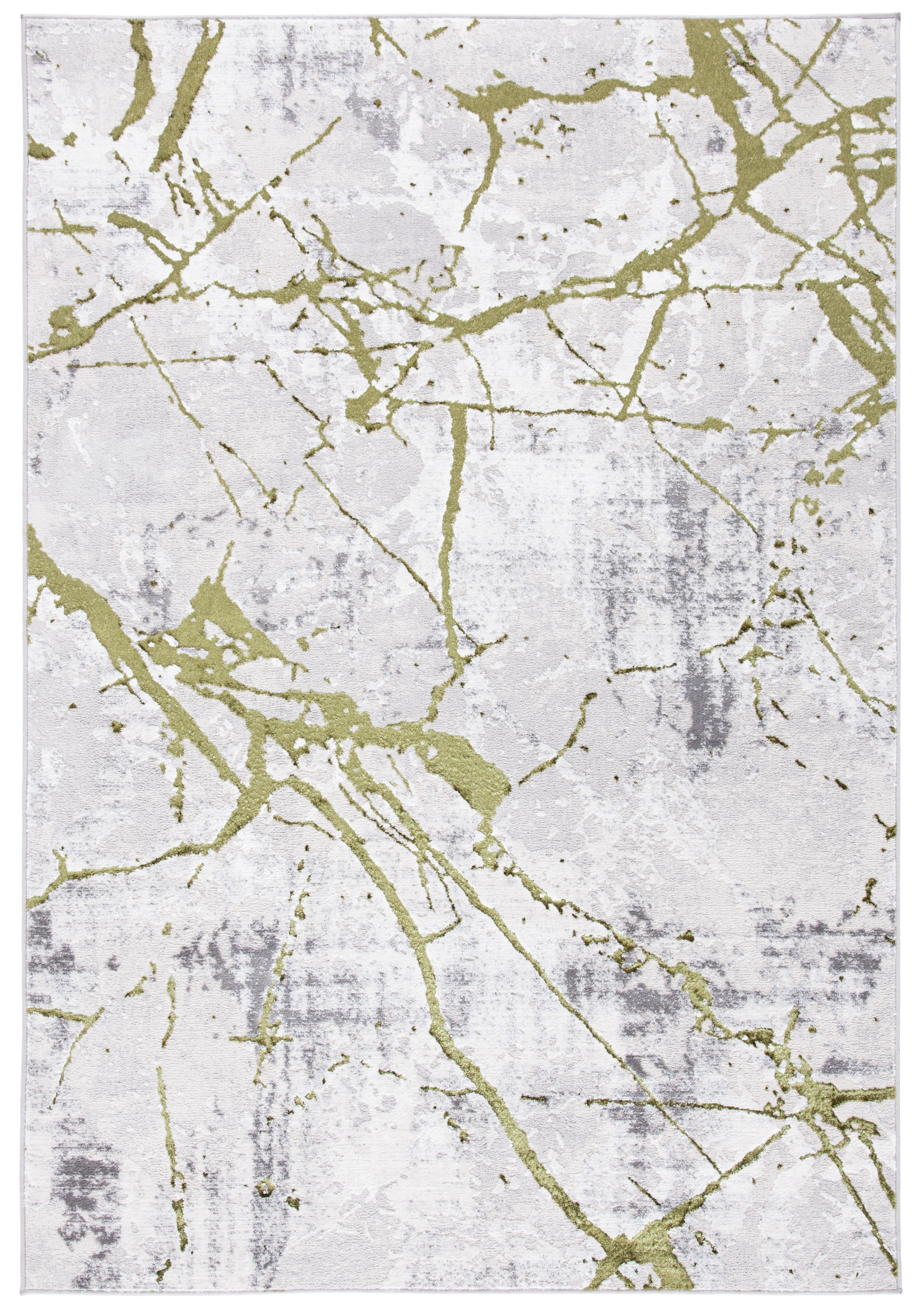 Amelia Gray and Green Abstract Hand-knotted Area Rug