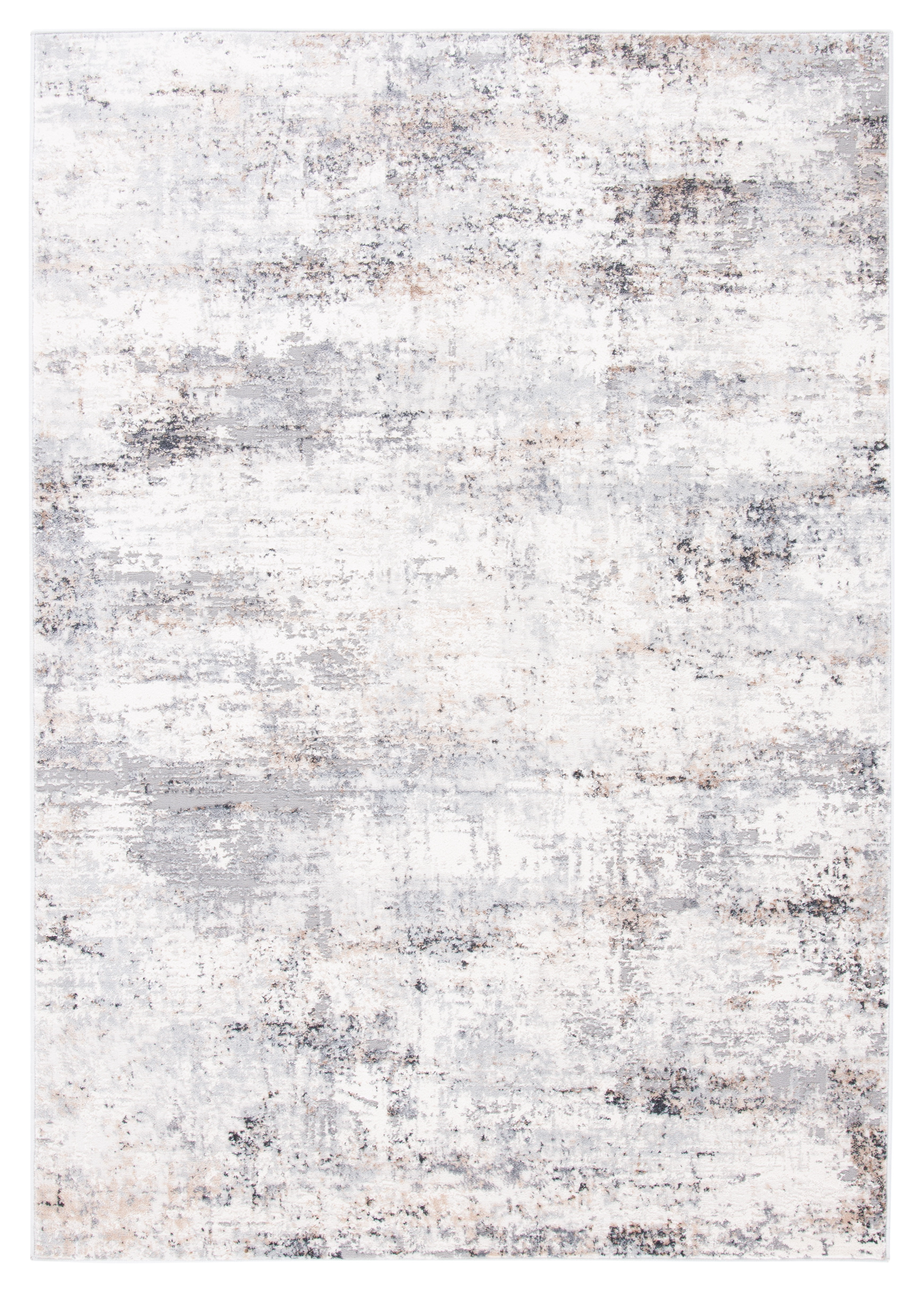 Abstract Elegance Gray & Gold 9x12 Hand-Knotted Synthetic Rug