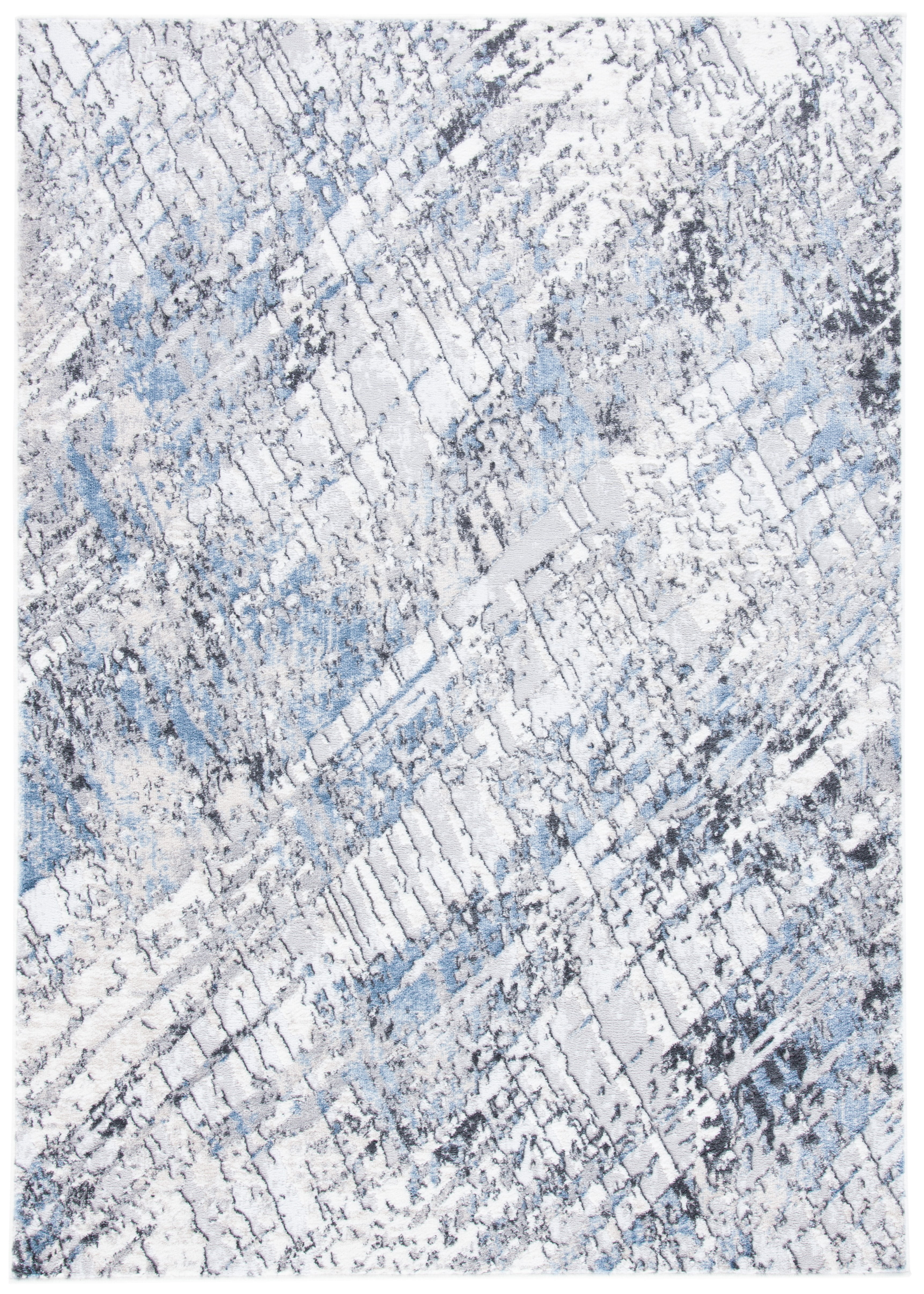 Contemporary Gray Synthetic 93" Round Area Rug
