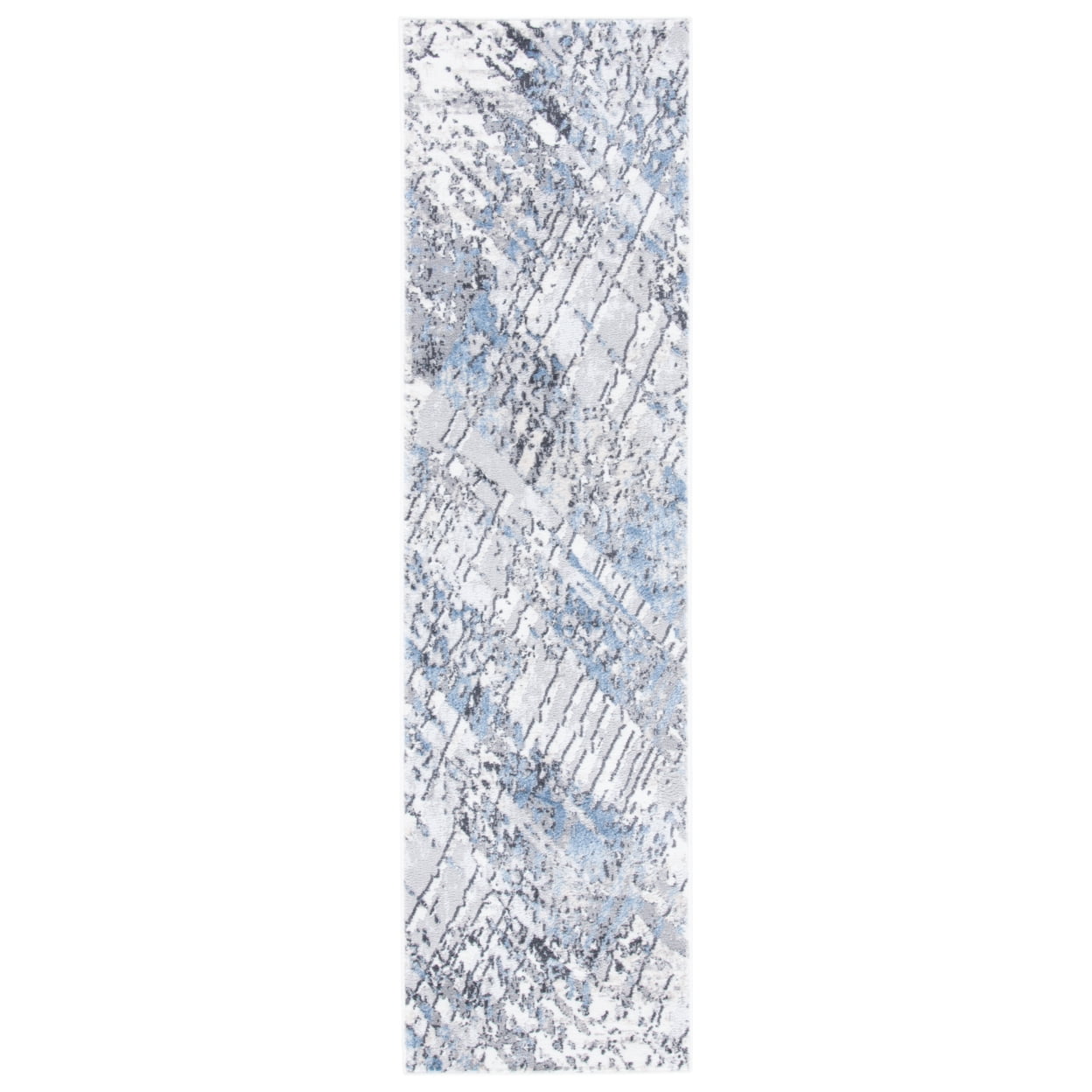 Amelia Ivory and Gray Abstract Synthetic Runner Rug