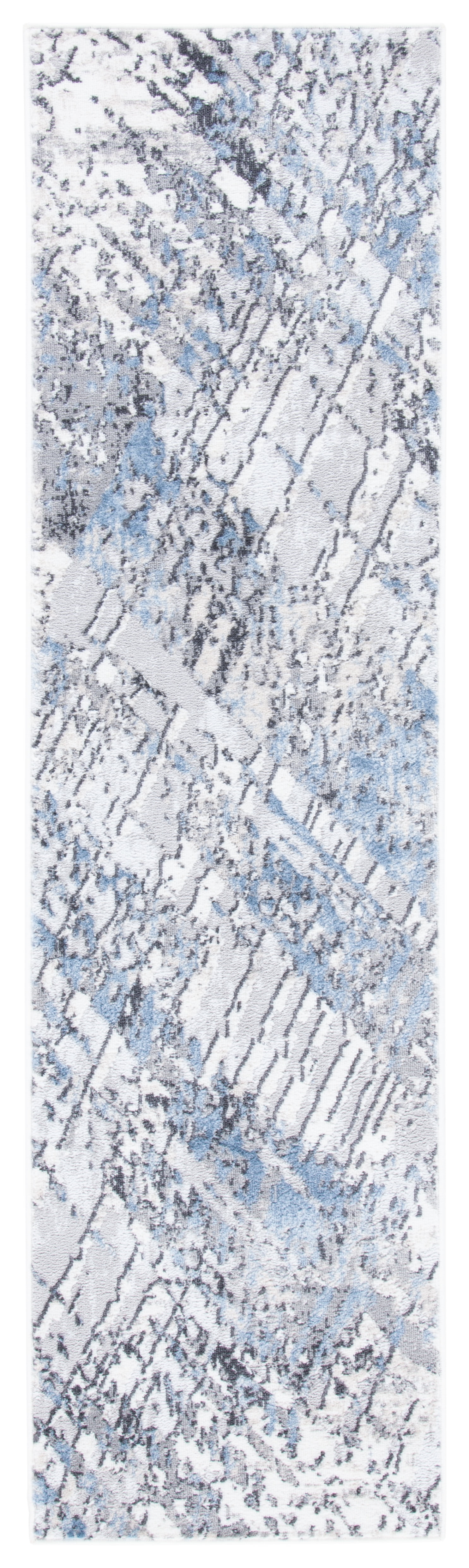 Amelia Ivory and Gray Abstract Synthetic Runner Rug