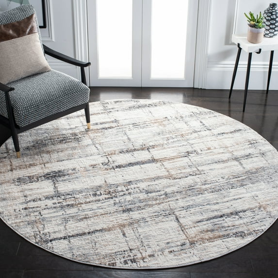 SAFAVIEH Amelia Doncho Abstract Area Rug, Gray/Gold, 6'7" x 6'7" Round