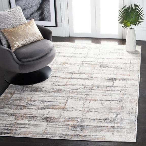 SAFAVIEH Amelia Doncho Abstract Area Rug, Gray/Gold, 6'7" x 6'7" Square