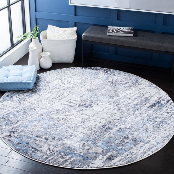 SAFAVIEH Amelia Elihu Abstract Area Rug, Ivory/Gray, 6'7" x 6'7" Round