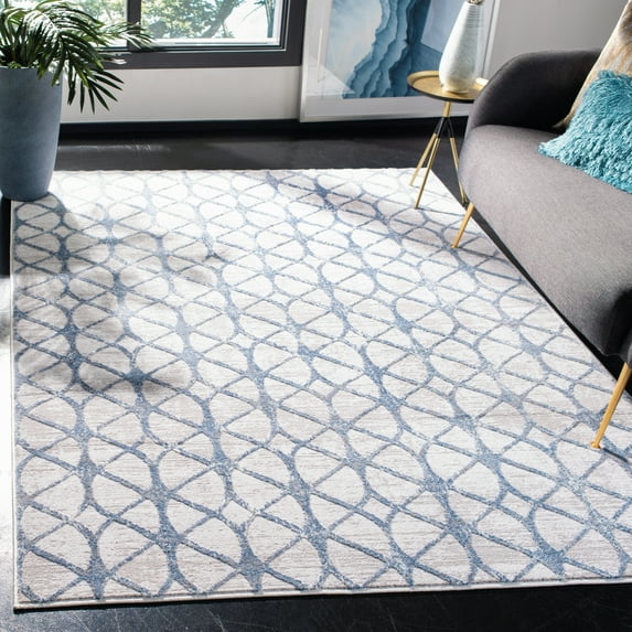 SAFAVIEH Amelia Floella Geometric Area Rug, Gray/Blue, 5'3" x 5'3" Square