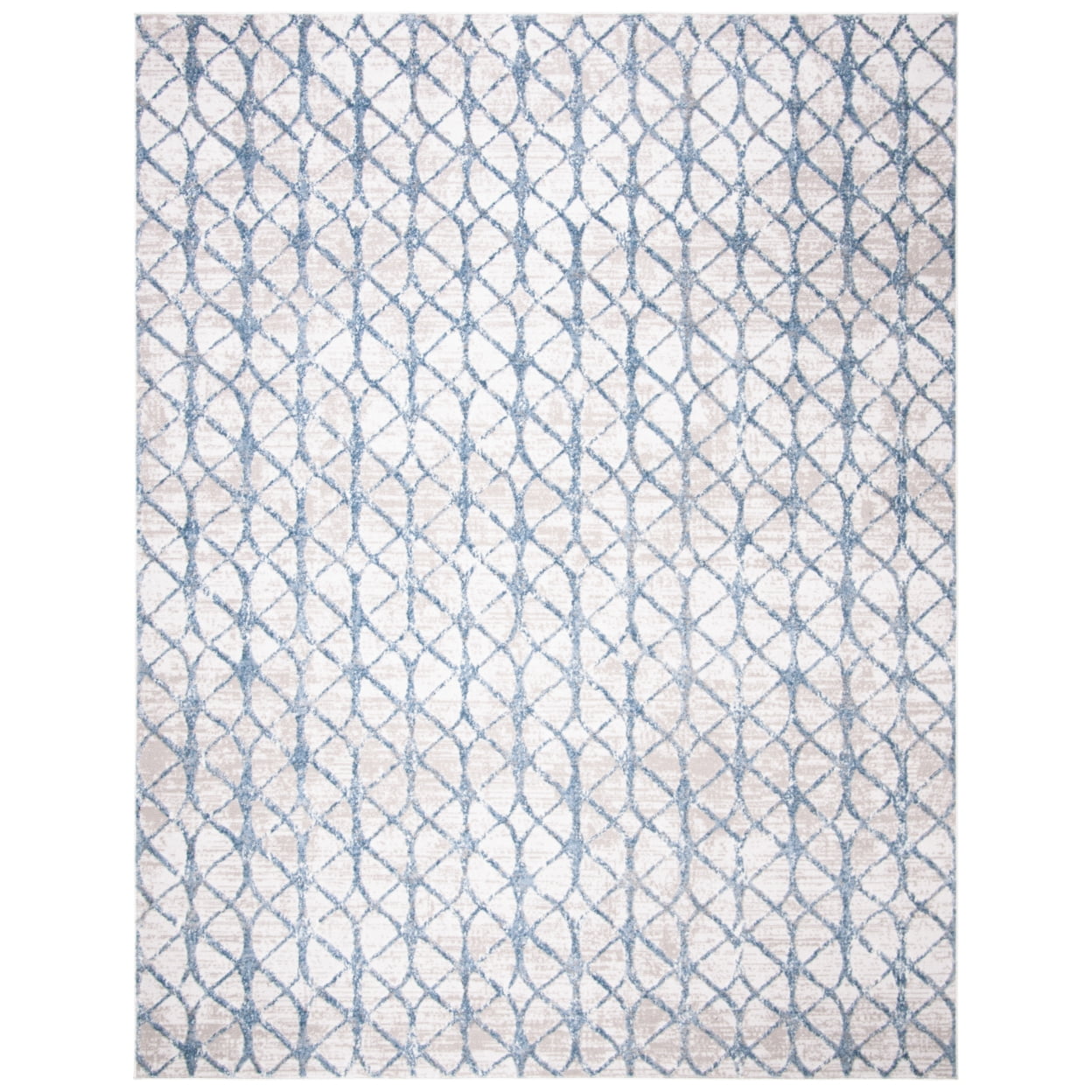Amelia Grey and Blue Round Geometric Synthetic Rug