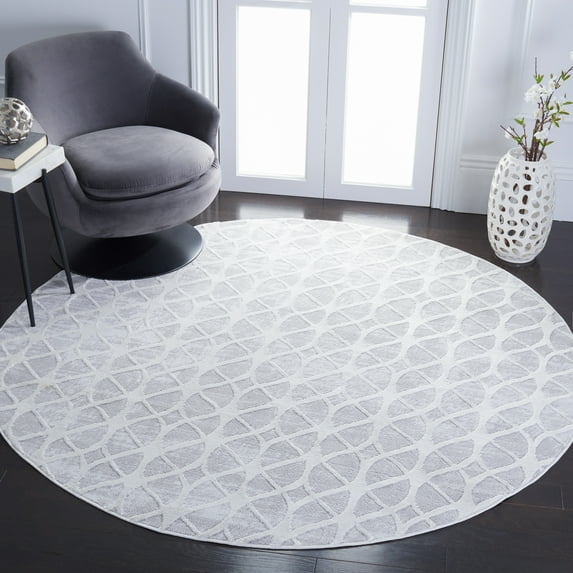 SAFAVIEH Amelia Floella Geometric Area Rug, Gray/Ivory, 6'7" x 6'7" Round