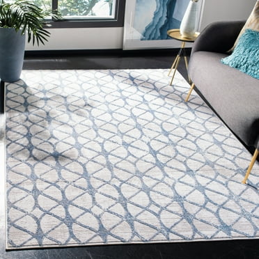 SAFAVIEH Amelia Floella Geometric Distressed Area Rug, Grey/Blue, 5'3" x 7'6"