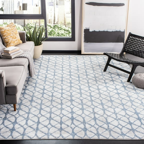 SAFAVIEH Amelia Floella Geometric Area Rug, Gray/Blue, 9' x 9' Square