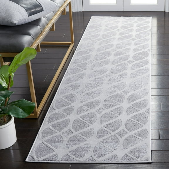 SAFAVIEH Amelia Floella Geometric Runner Rug, Gray/Ivory, 2'2" x 8'