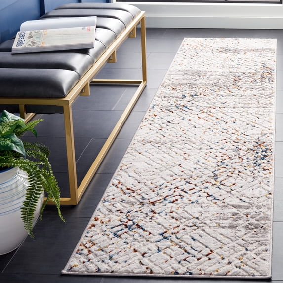 SAFAVIEH Amelia Francis Abstract Runner Rug, Gray/Light Gray, 2' x 8'
