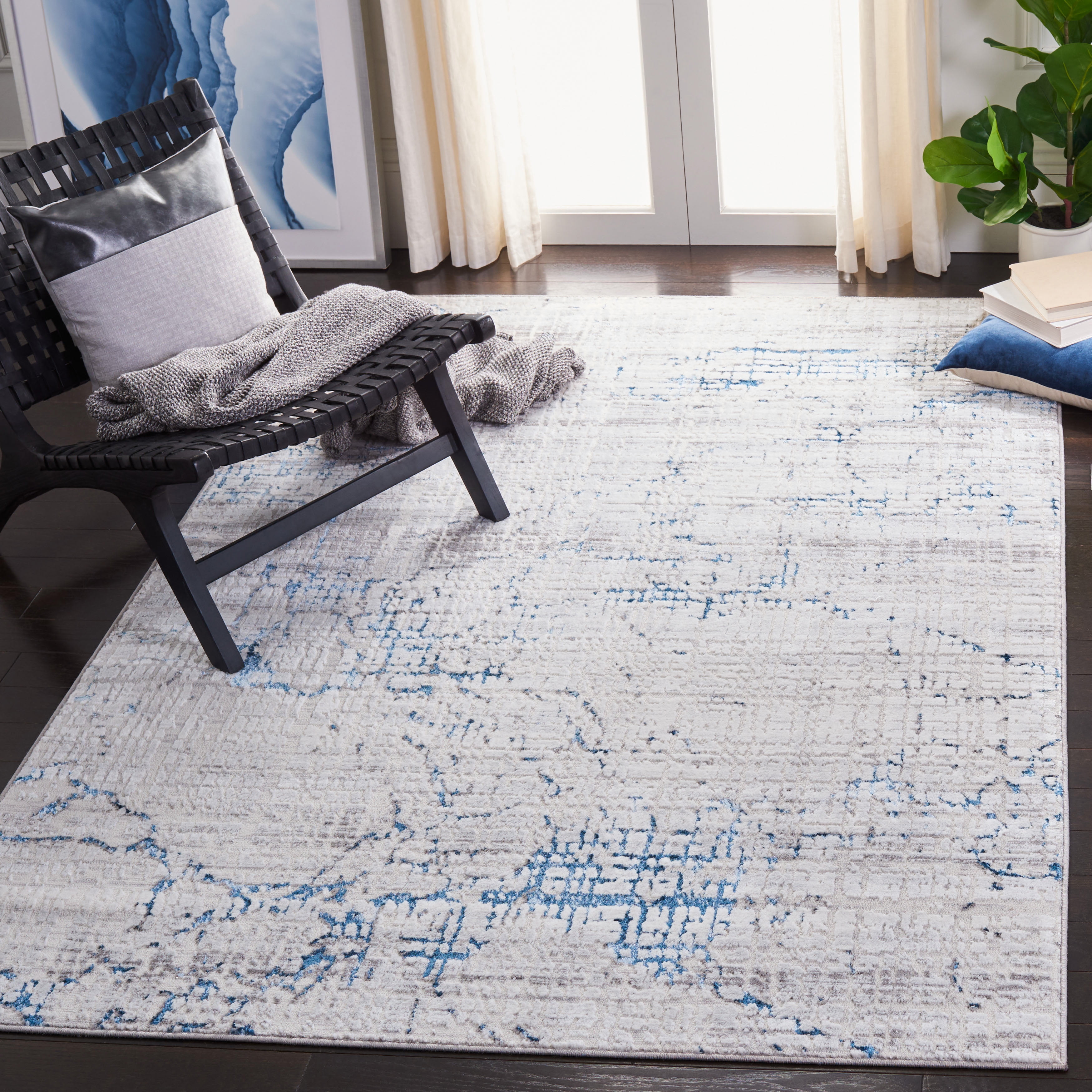 SAFAVIEH Amelia Gorden Abstract Area Rug, Gray/Blue, 4'5" x 6'5"