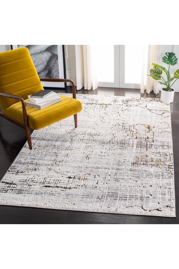 Amelia Gorden Abstract Area Rug, Gray/Gold, 5'5" x 7'7"