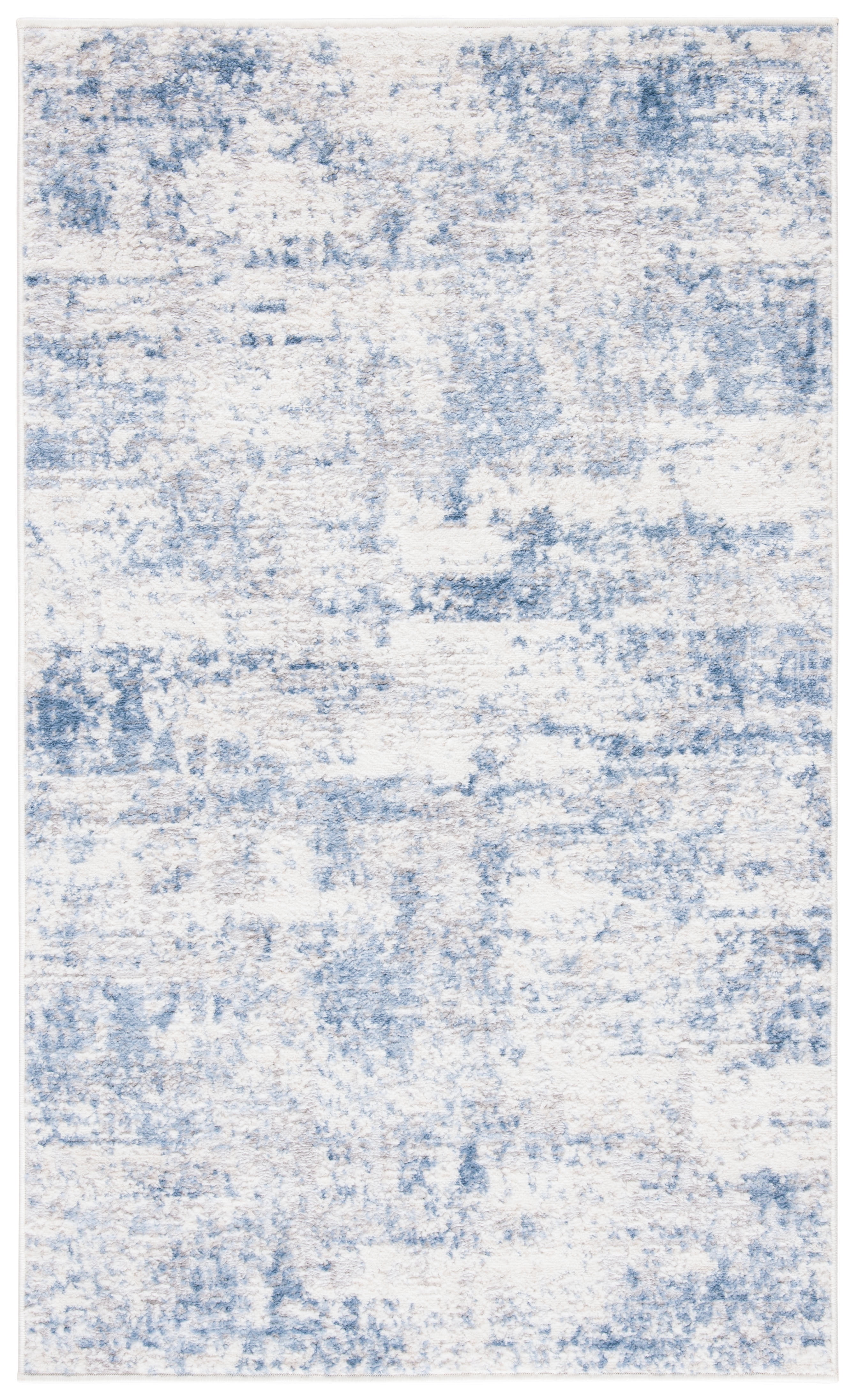 Amelia Ivory and Blue Abstract 3' x 5' Synthetic Area Rug
