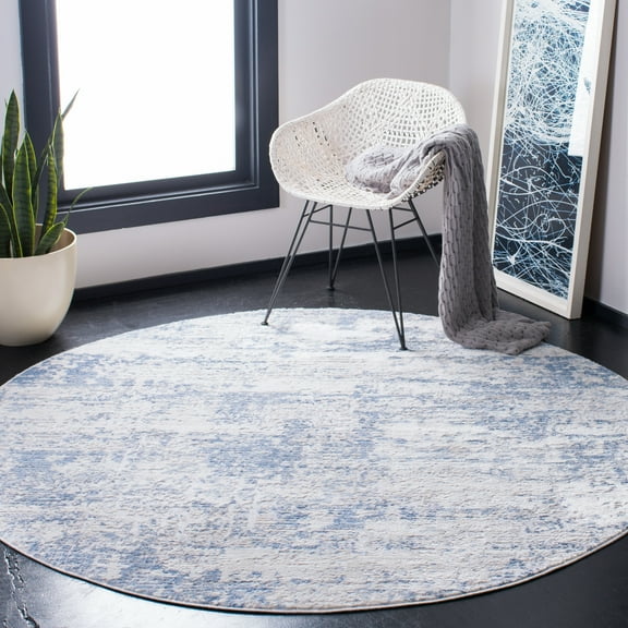 Safavieh Amelia Ian Abstract Area Rug, Ivory/Blue, 9' x 9' Round