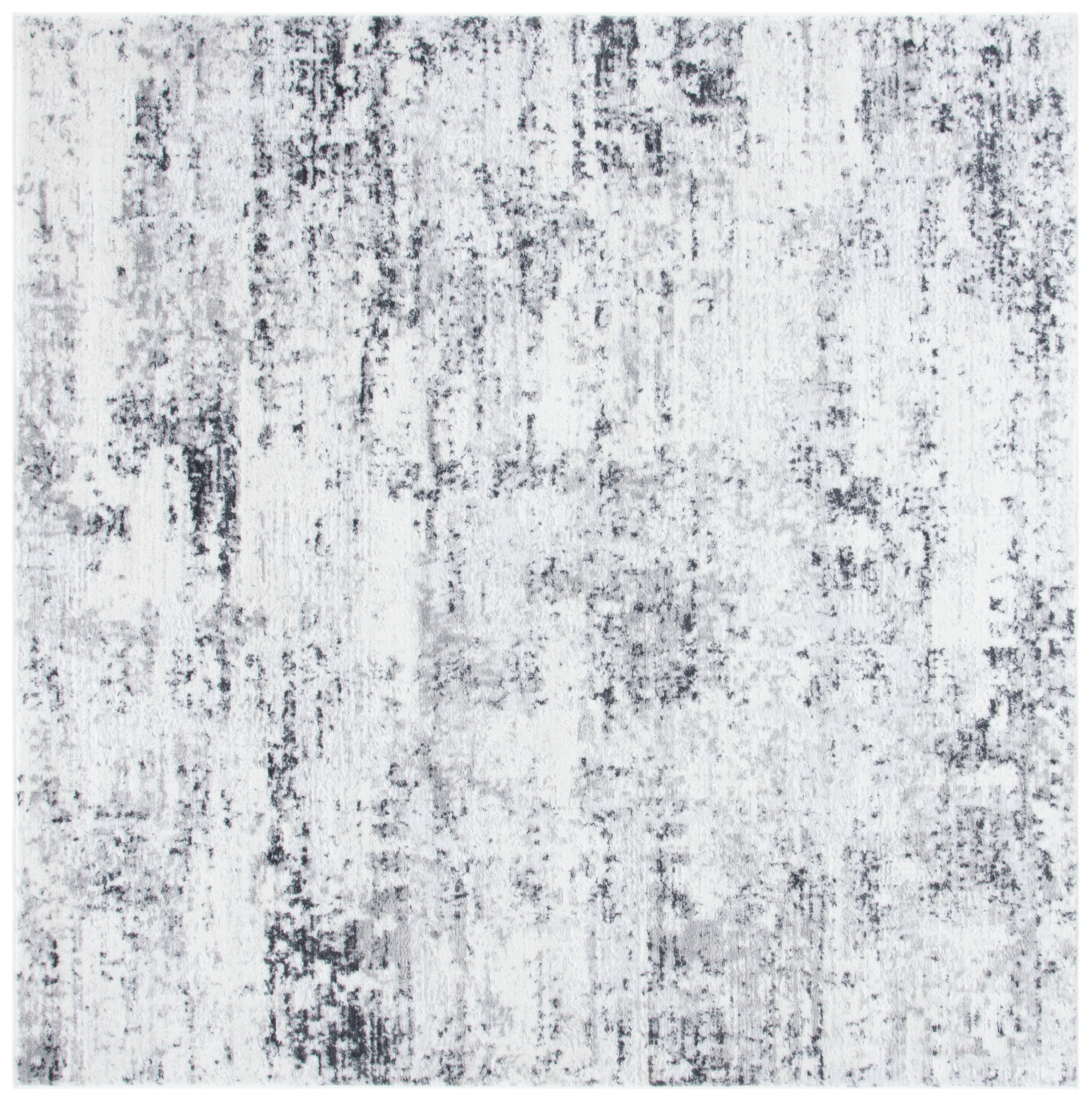 Amelia 6'7" Square Ivory/Grey Abstract Synthetic Area Rug