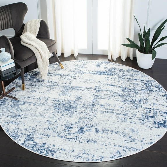 Safavieh Amelia Ian Abstract Area Rug, Ivory/Navy, 5'3" x 5'3" Round