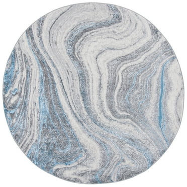 SAFAVIEH Amelia Jerrod Abstract Area Rug, Grey/Blue, 6'7" x 6'7" Round