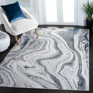 SAFAVIEH Amelia Jerrod Abstract Marble Area Rug, Grey/Blue, 5'5" x 7'7"