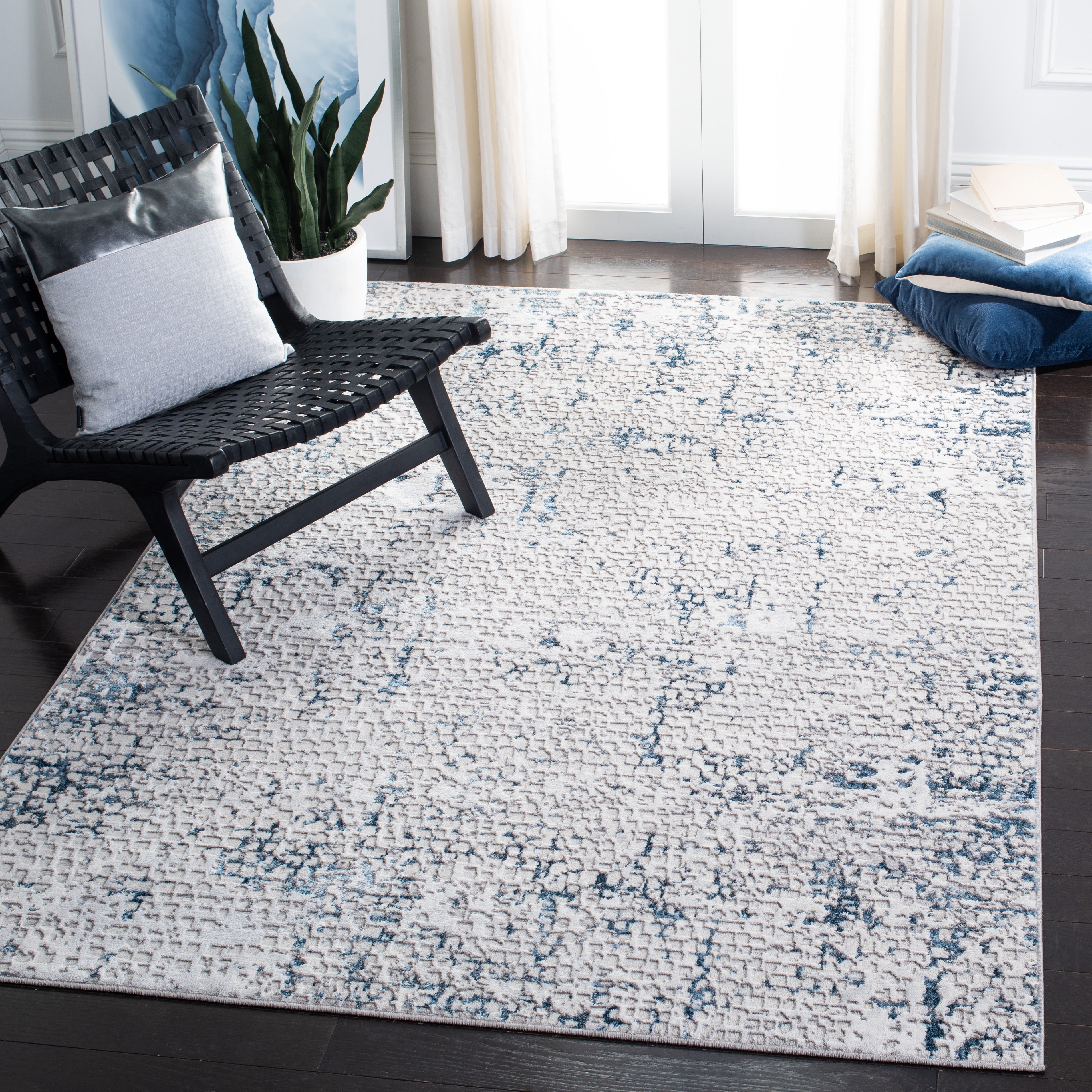 SAFAVIEH Amelia Jimmy Dot-Print Area Rug, Gray/Blue, 4'5" x 6'5"