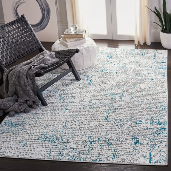 SAFAVIEH Amelia Jimmy Dot-Print Area Rug, Gray/Turquoise, 5'5" x 7'7"