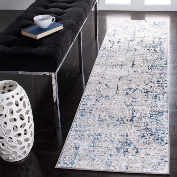 SAFAVIEH Amelia Jimmy Dot-Print Runner Rug, Gray/Blue, 2' x 8'