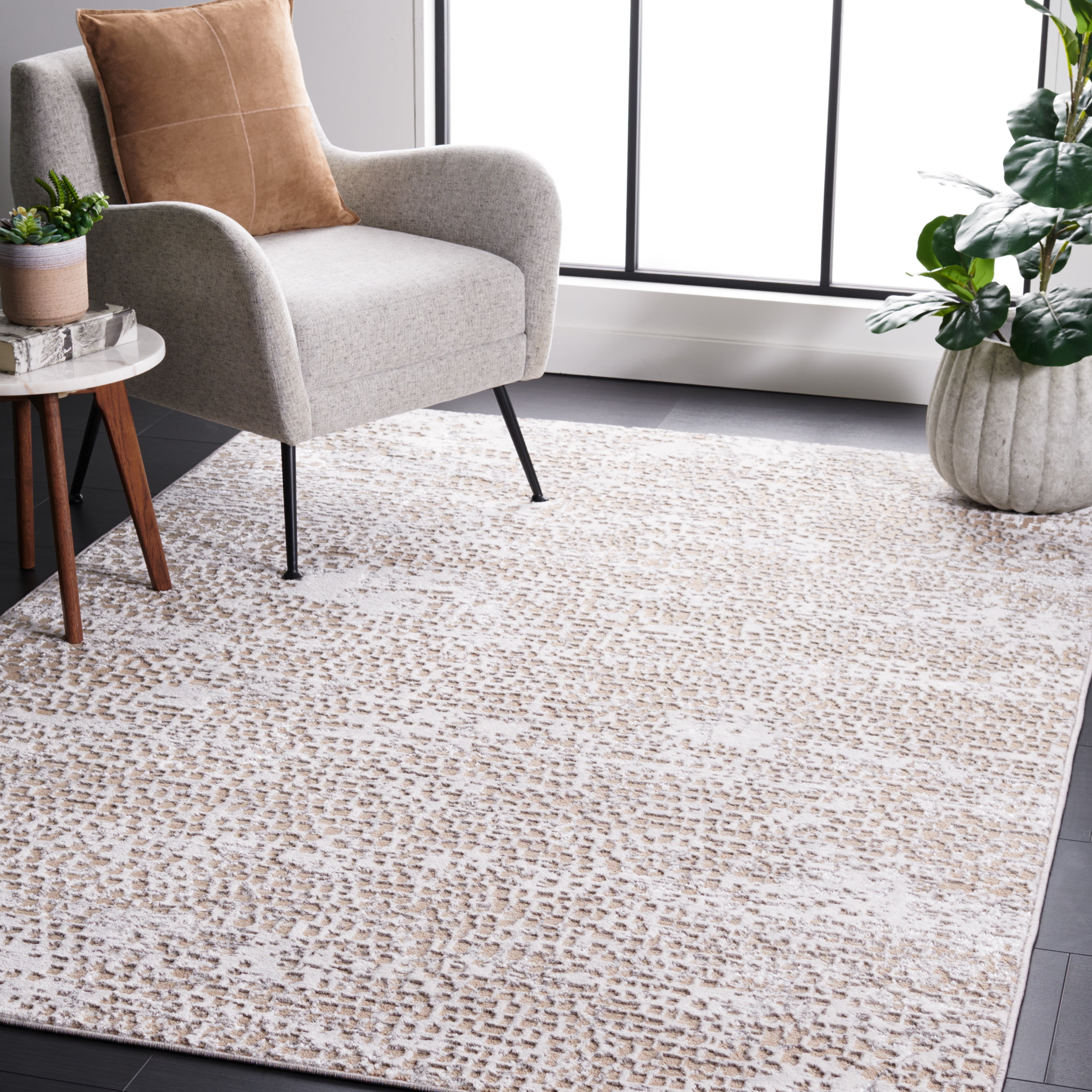 SAFAVIEH Amelia Jimmy Dot-Print Area Rug, Beige/Gray, 5'5" x 7'7"