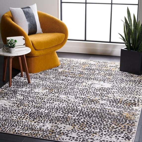 SAFAVIEH Amelia Jimmy Dot-Print Area Rug, Charcoal/Gold, 5'5" x 7'7"