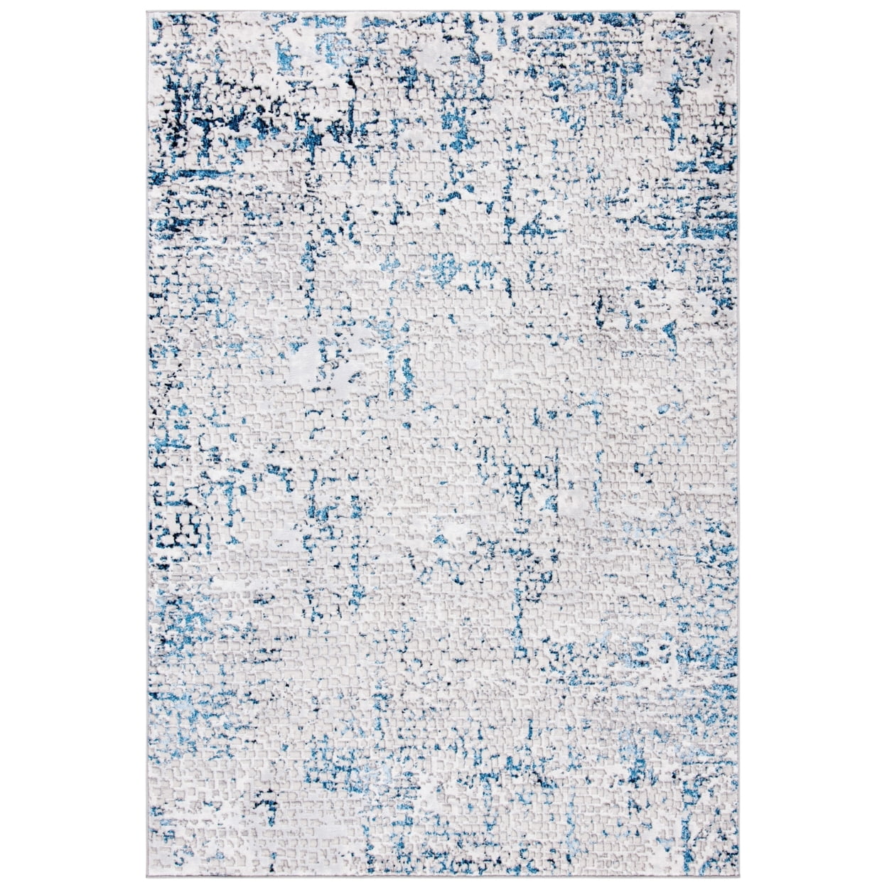 Amelia Grey and Blue Synthetic Easy Care Area Rug