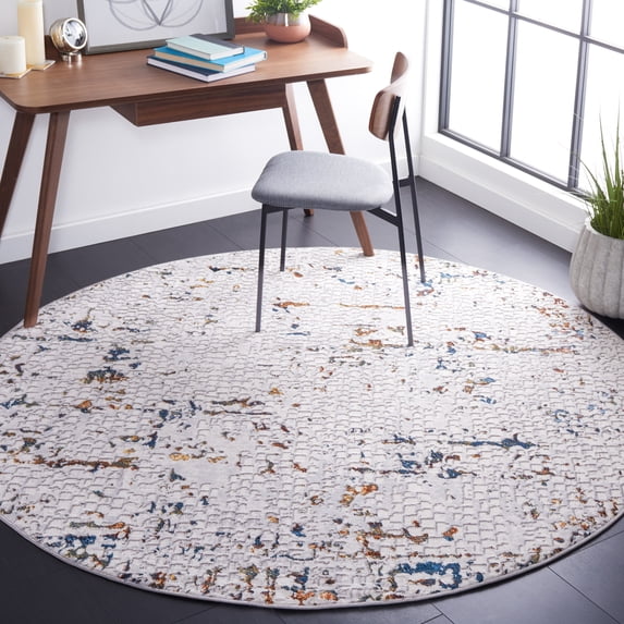SAFAVIEH Amelia Jimmy Dot-Print Area Rug, Gray/Light Gray, 6'7" x 6'7" Round