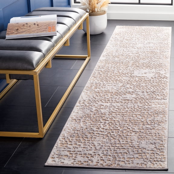 SAFAVIEH Amelia Jimmy Dot-Print Runner Rug, Beige/Gray, 2' x 8'
