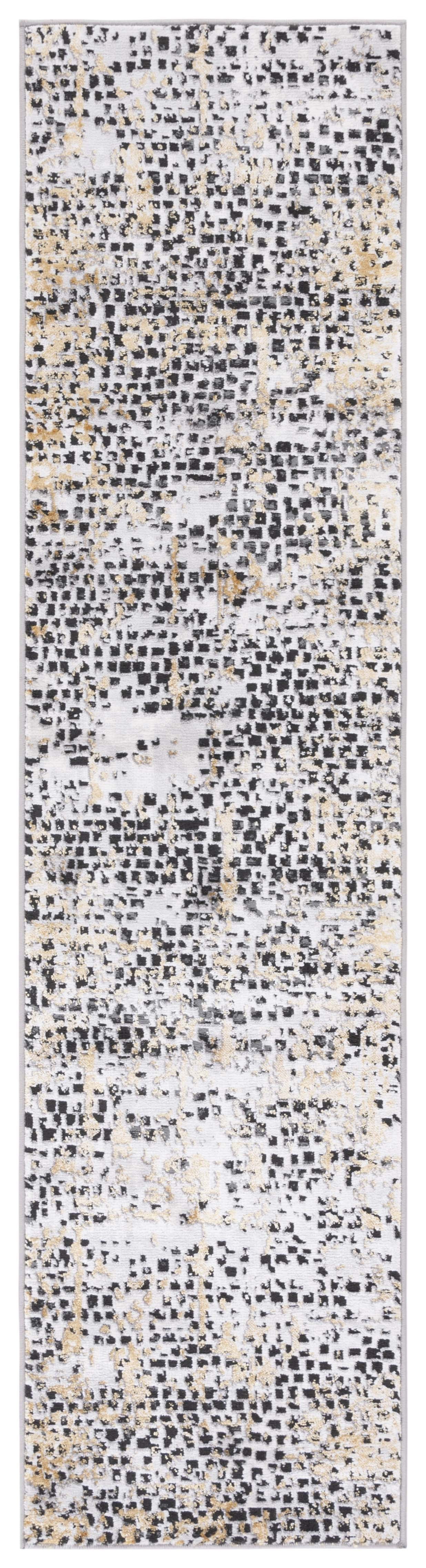 Charcoal Synthetic 2' x 8' Hand-Knotted Runner Rug