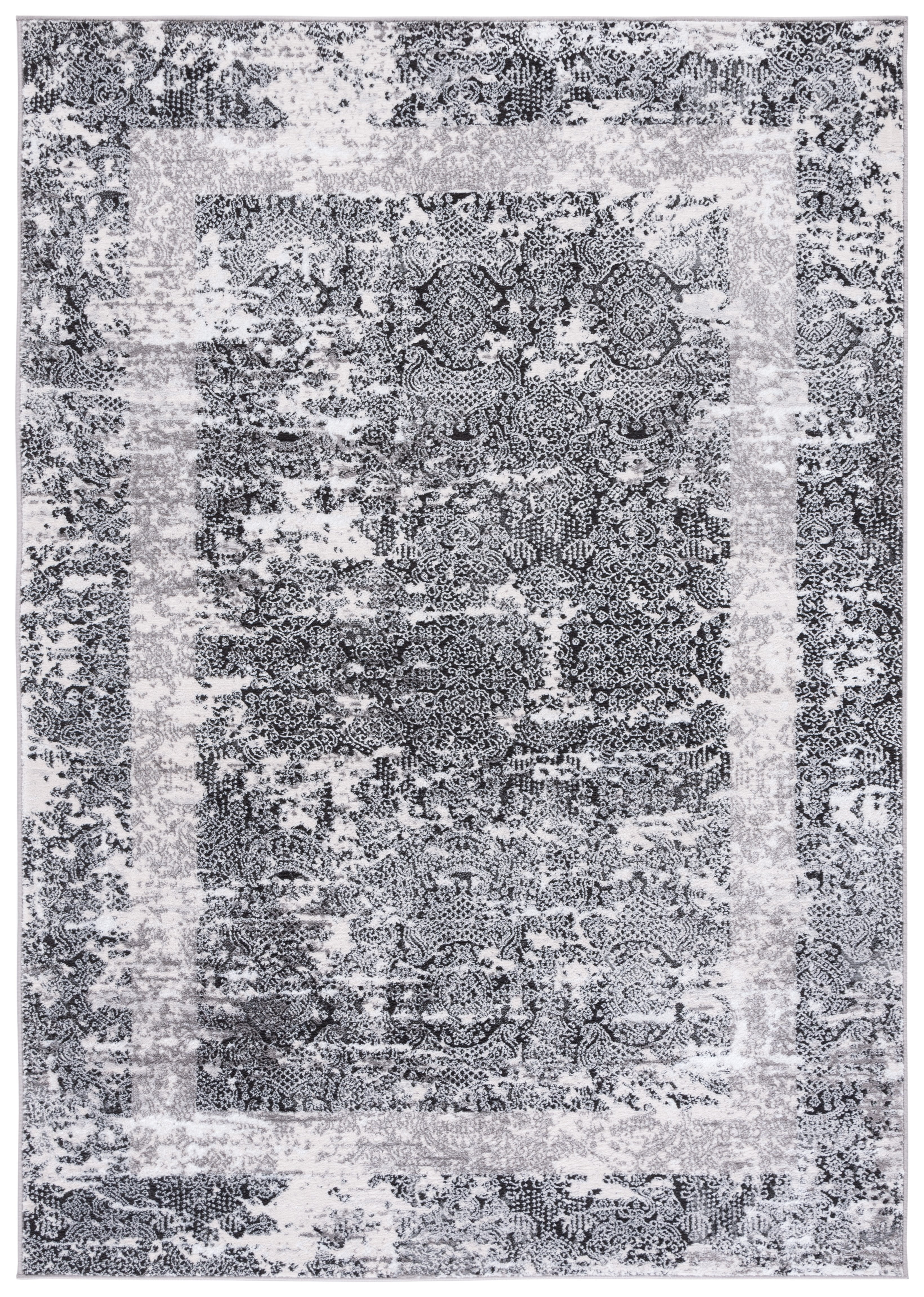 Hand-knotted Grey and Charcoal Synthetic Rectangle Area Rug