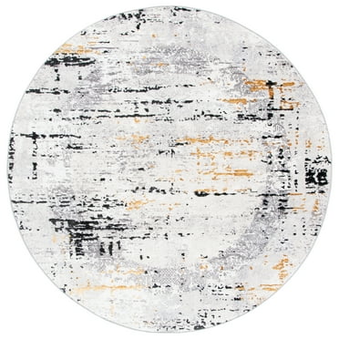 SAFAVIEH Amelia Lalit Abstract Area Rug, Grey/Gold, 8' x 8' Round