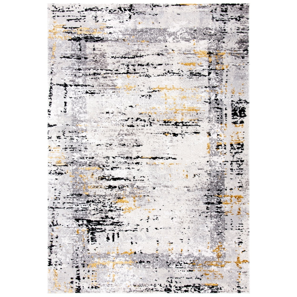 Amelia Grey and Gold Abstract Hand-knotted Rug
