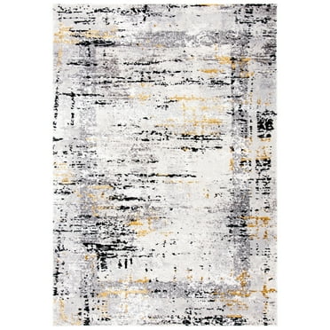 SAFAVIEH Amelia Lalit Abstract Bordered Area Rug, Grey/Gold, 5'5" x 7'7"
