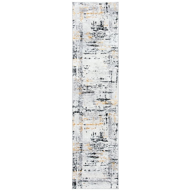 SAFAVIEH Amelia Lalit Abstract Runner Rug, Grey/Gold, 2' x 18'