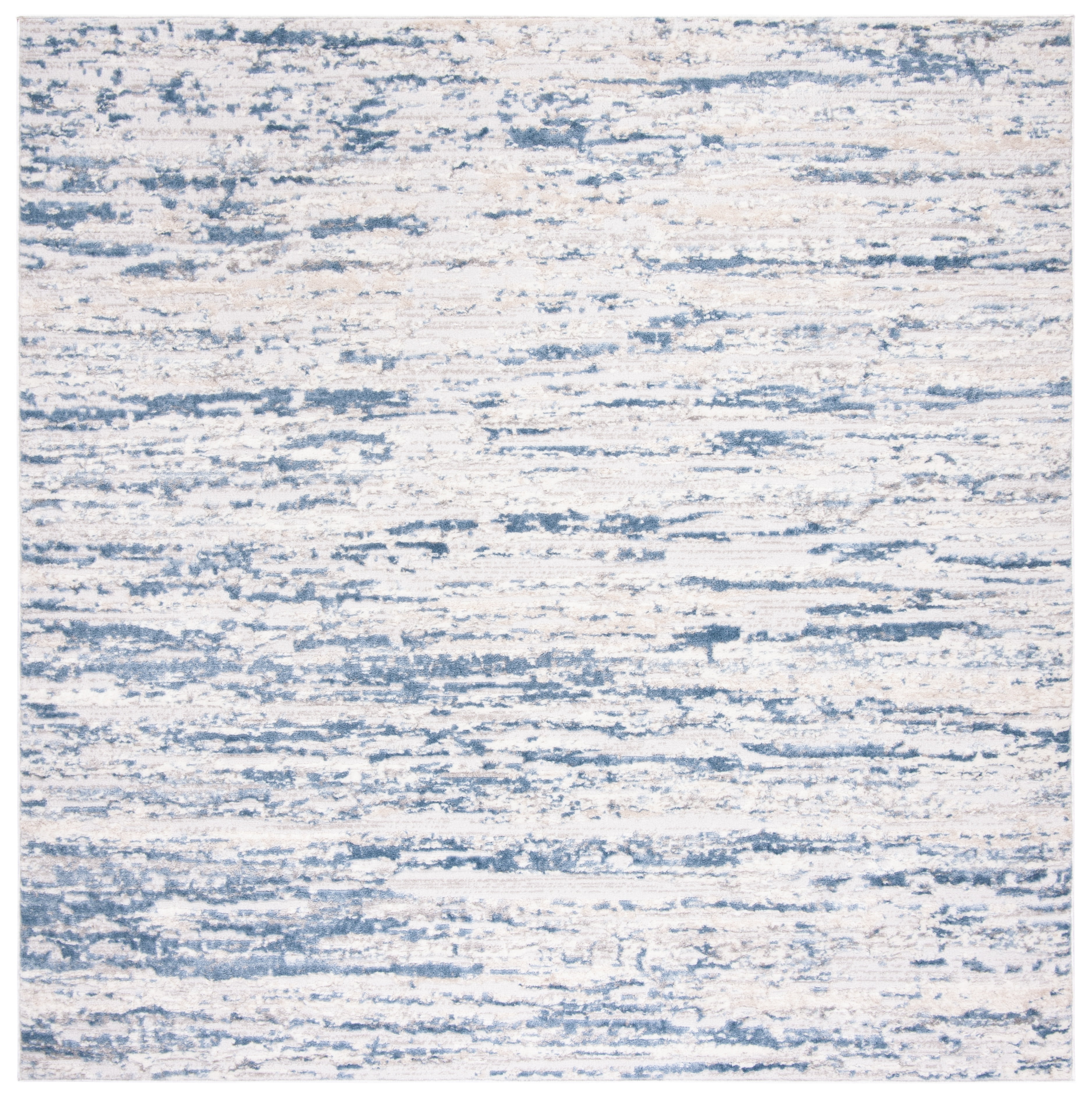 Amelia 3' Square Ivory and Blue Abstract Rug