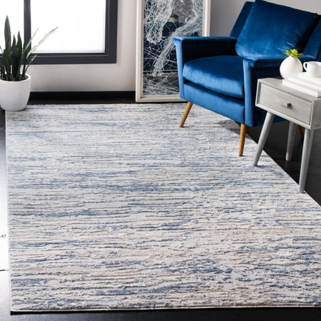 SAFAVIEH Amelia Lester Abstract Area Rug, Ivory/Blue, 5'3" x 7'6"