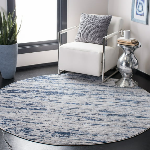 SAFAVIEH Amelia Lester Abstract Area Rug, Gray/Navy, 11' x 11' Round