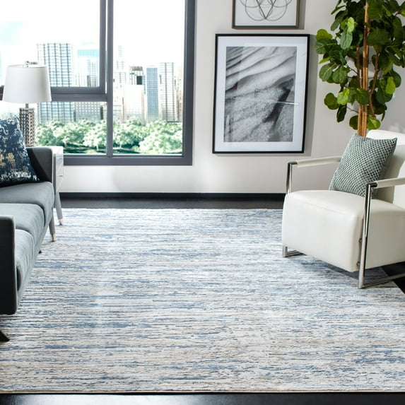 SAFAVIEH Amelia Lester Abstract Area Rug, Ivory/Blue, 11' x 15'