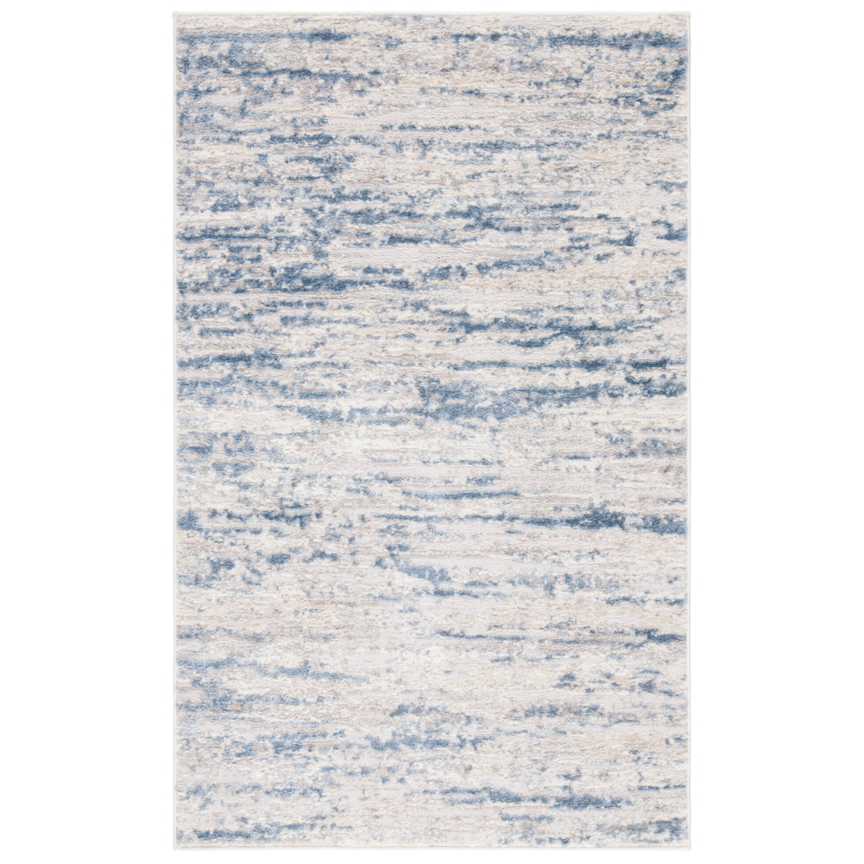 Ivory and Blue Abstract Synthetic Area Rug, 3' x 5'