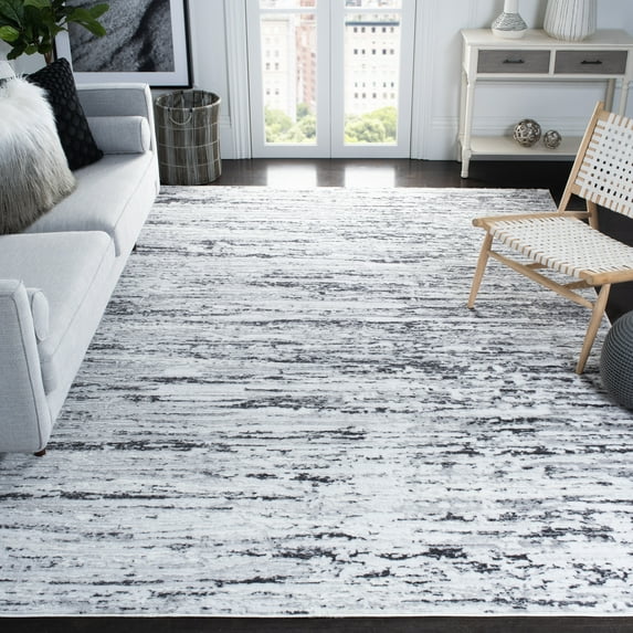 SAFAVIEH Amelia Lester Abstract Area Rug, Light Gray/Charcoal, 6'7" x 6'7" Square